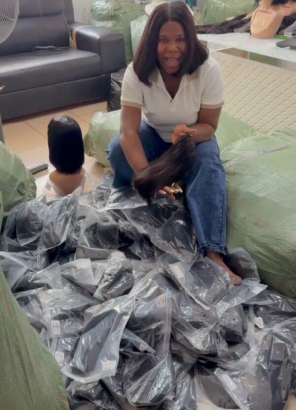 4by4 human hair bob  with stying